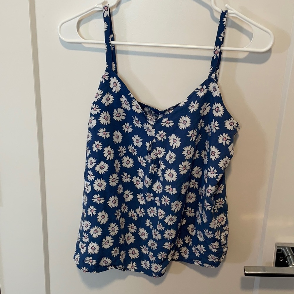 Gap, blue and white flowered tank, medium